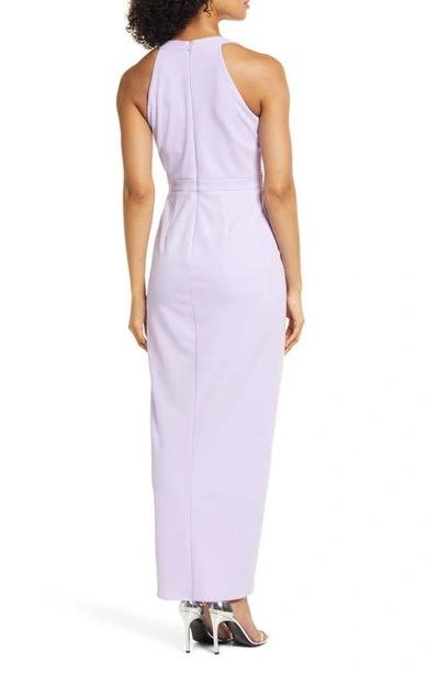 Xscape Tulip Hem Sleeveless Crepe Gown In Lilac