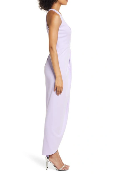 Xscape Tulip Hem Sleeveless Crepe Gown In Lilac