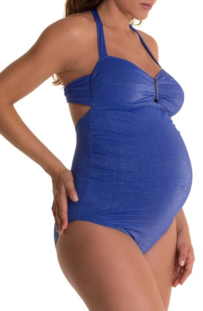 Shop Pez D'or Helena One-piece Maternity Swimsuit In Blue
