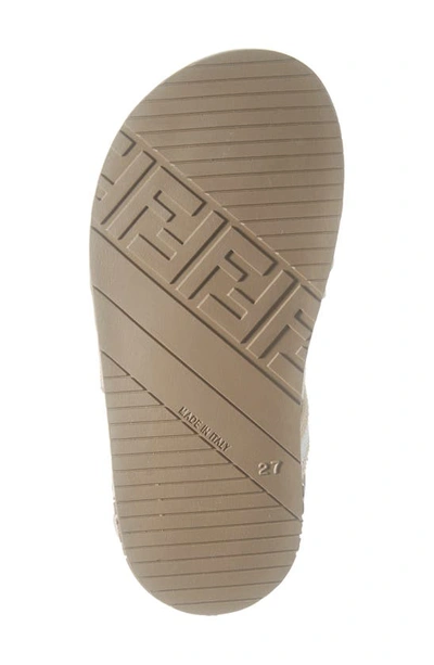 Shop Fendi Ff Logo Embossed Sandal In Beige