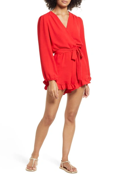 Shop Fraiche By J Long Sleeve Romper In Tomato