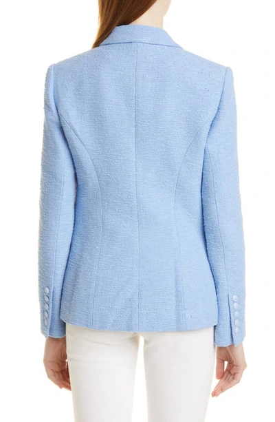 Shop L Agence Kenzie Double Breasted Bouclé Blazer In Periwinkle