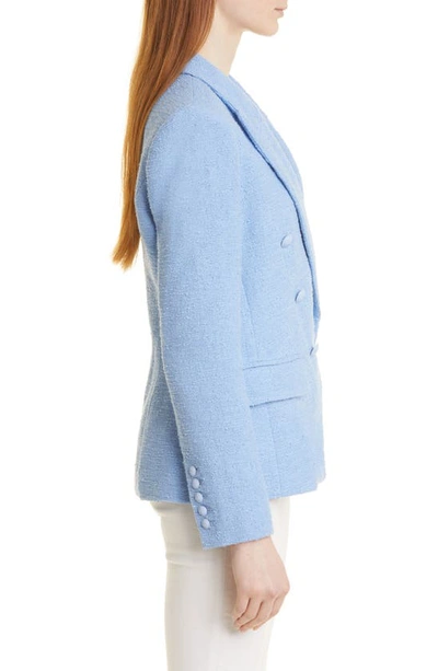 Shop L Agence Kenzie Double Breasted Bouclé Blazer In Periwinkle