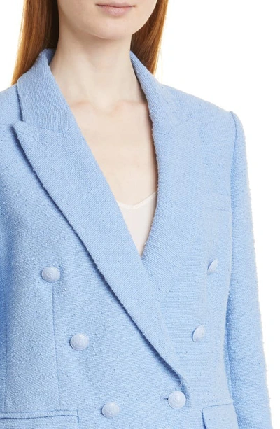 Shop L Agence Kenzie Double Breasted Bouclé Blazer In Periwinkle