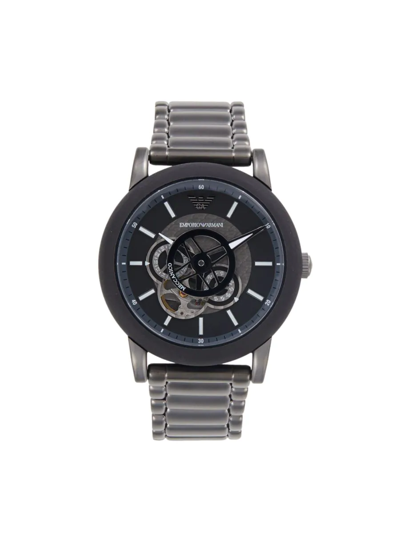 Shop Emporio Armani Men's 43mm Stainless Steel Bracelet Watch In Black