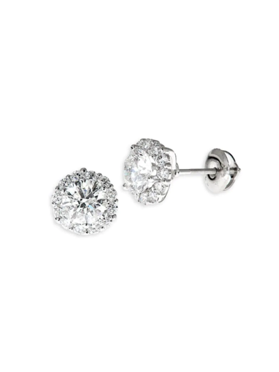 Shop Saks Fifth Avenue Women's 18k White Gold & 1.5 Tcw Diamond Flower Stud Earrings