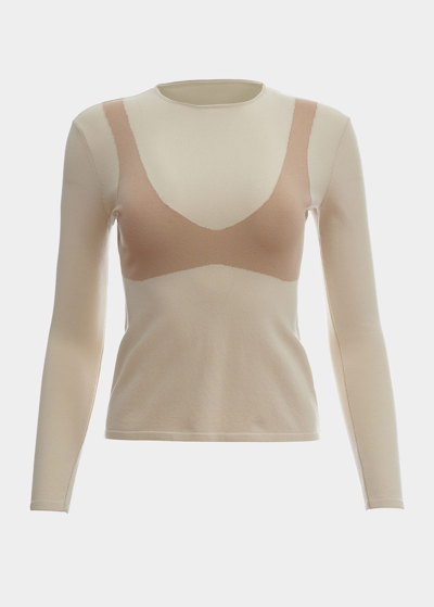 Shop A.w.a.k.e. Crew Neck Contrast Bra Imitation Sweater In Beige