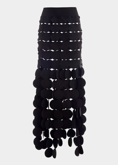 Shop A.w.a.k.e. Laser-cut Circle Layered Maxi Skirt In Black
