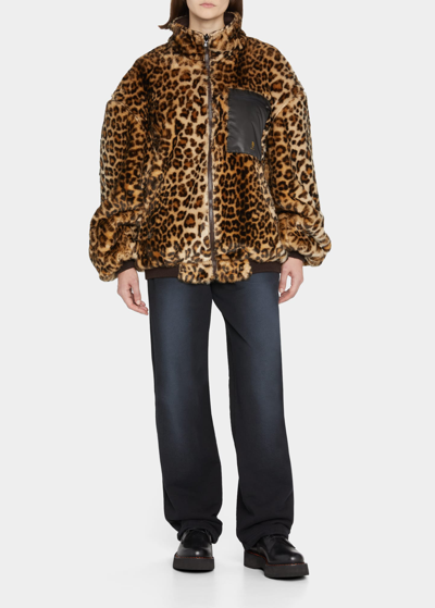 Shop R13 Reversible Faux Fur Leopard Jacket In Leopard/brown