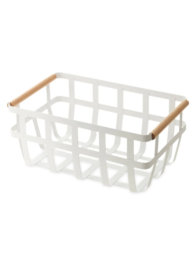 Shop Yamazaki Dual Handle Storage Basket In White