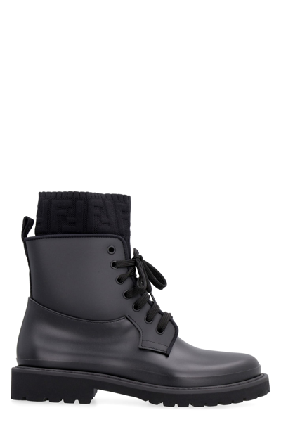 Shop Fendi Rockoko Combat Boots In Nero