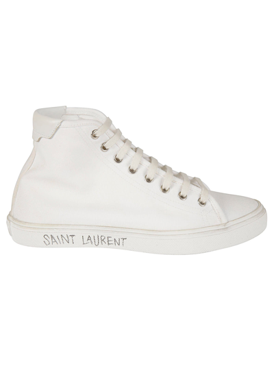 Shop Saint Laurent Malibu Mid Sl Signature Sneakers In White
