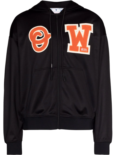 Shop Off-white Skate Logo Patch Zipped Hoodie In Black