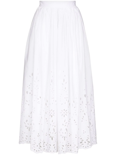 Shop Chloé Broderie Anglaise Flared Skirt In White