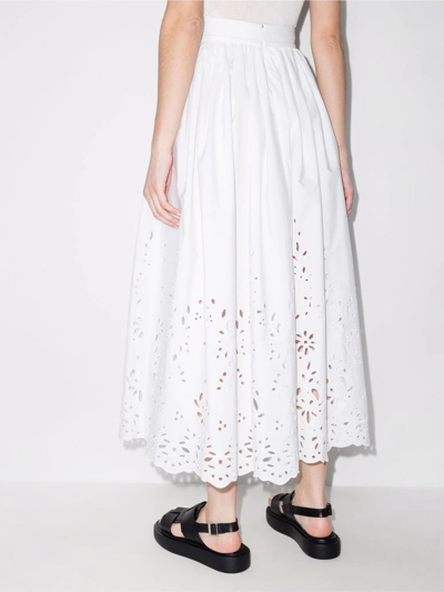 Shop Chloé Broderie Anglaise Flared Skirt In White