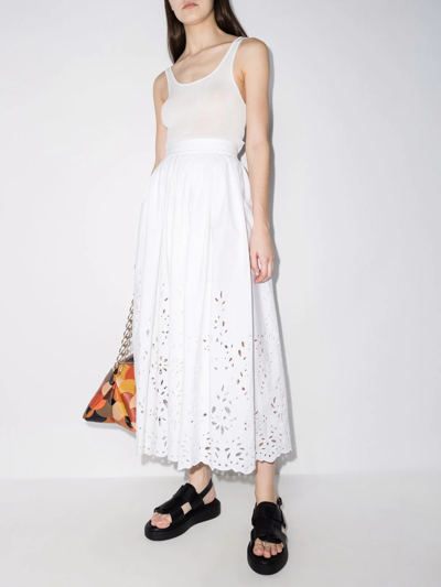 Shop Chloé Broderie Anglaise Flared Skirt In White