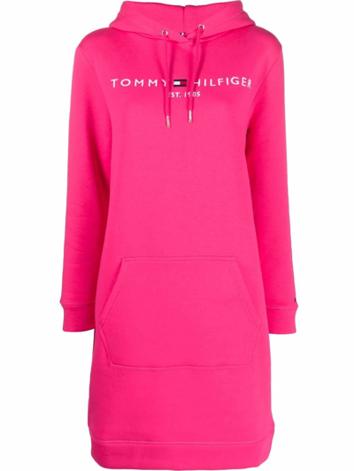 Tommy Hilfiger Logo Hooded Sweatshirt Dress In Rosa | ModeSens