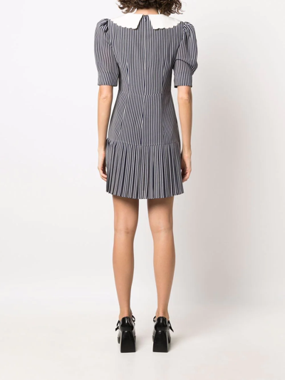Shop Alessandra Rich Striped Flared Mini Dress In Blau