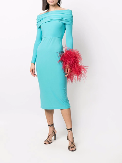 Shop Solace London Bardot Long-sleeve Midi-dress In Blau