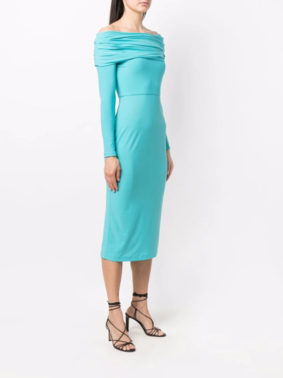 Shop Solace London Bardot Long-sleeve Midi-dress In Blau