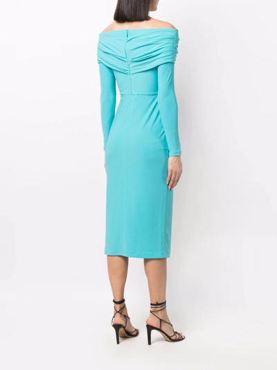 Shop Solace London Bardot Long-sleeve Midi-dress In Blau