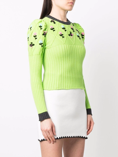Shop Cormio Oma 2.0 Floral-embroidered Jumper In Grün