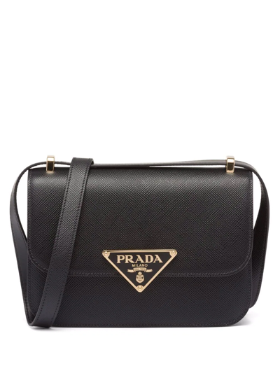 Shop Prada Triangle Logo-plaque Crossbody Bag In Schwarz