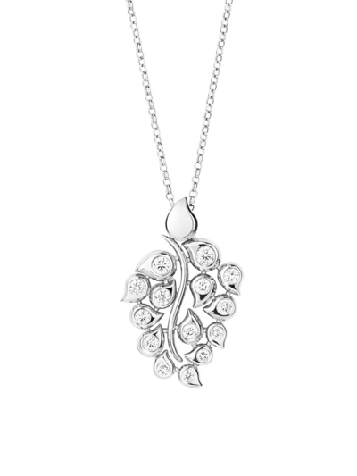 Shop Tamara Comolli Women's Snowflakes 18k White Gold & Diamond Leaf Pendant