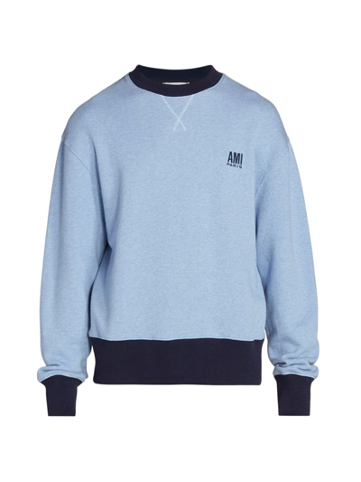 Shop Ami Alexandre Mattiussi Logo Crewneck Sweatshirt In Blue