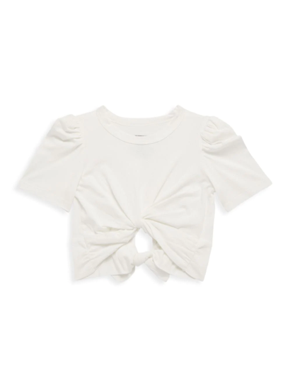 Shop Katiej Nyc Girl's Paige Puff-sleeve Top In White