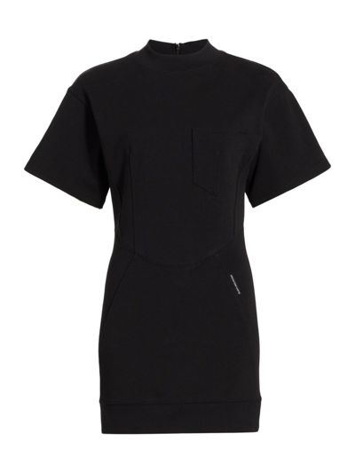 Shop Alexander Wang T Women's Sculpted Short-sleeve Chest-pocket Dress In Black