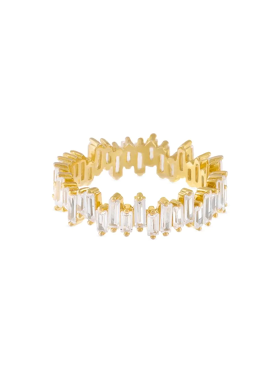 Shop Adinas Jewels 14k Gold-plated Sterling Silver & Cubic Zirconia Baguette Eternity Band
