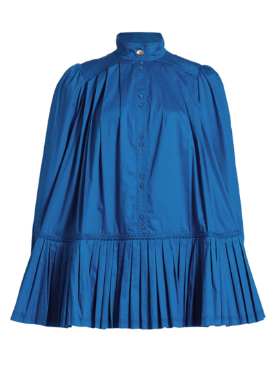 Shop Aje Women's Fallingwater Pleated Smock Dress In Cobalt Blue