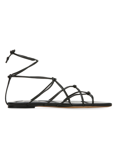 Shop Vince Women's Kenna Leather Strappy Ankle-tie Sandals In Black
