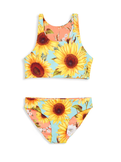 Shop Agua Bendita Little Girl's & Girl's Giann Two-piece Swimsuit In Sunflower Multi