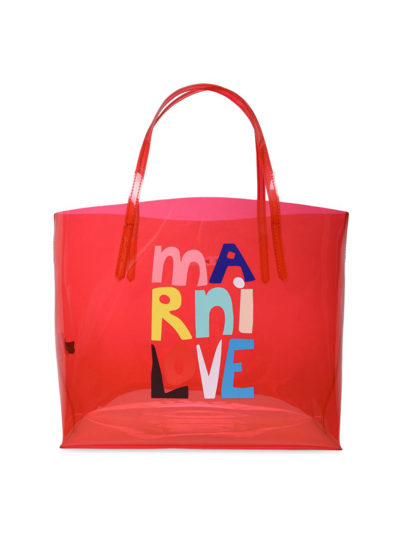 Shop Marni Love Vinyl Tote Bag In Red