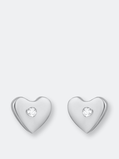 Shop Ariana Rabbani Diamond Gold Heart Studs In White