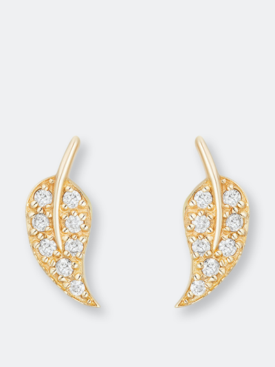 Shop Ariana Rabbani Diamond Leaf Earrings In Gold