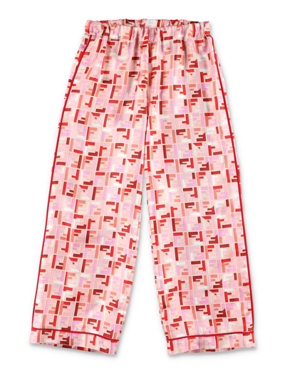 Shop Fendi Kids Chinese New Year Ff Logo Elastic Waist Trousers In Multi