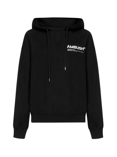 Shop Ambush Logo Print Drawstring Hoodie In Black