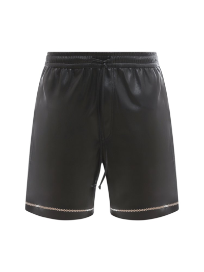 Shop Nanushka Stitch Detailed Drawstring Shorts In Black