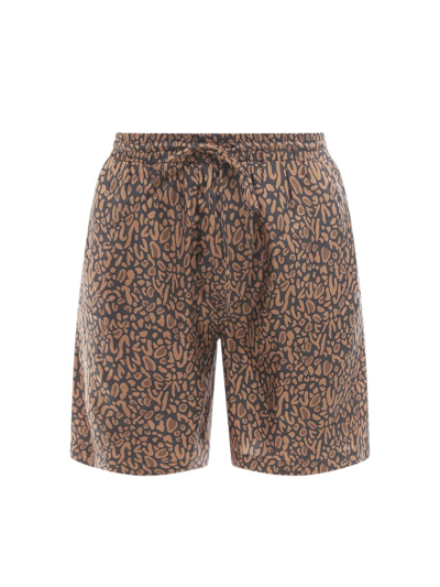 Shop Nanushka Leopard Printed Drawstring Shorts In Brown