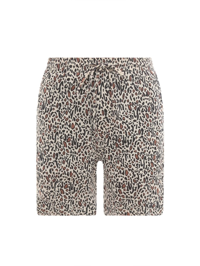 Shop Nanushka Leopard Print Drawstring Shorts In Beige