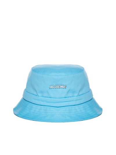 Shop Jacquemus Logo Plaque Bucket Hat In Blue