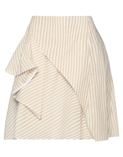 Shop Adeam Woman Mini Skirt Beige Size 6 Cotton