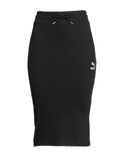 Shop Puma Classics Ribbed Midi Skirt Woman Midi Skirt Black Size S Cotton, Polyester, Elastane