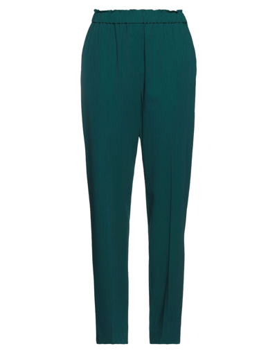 Shop Les Copains Woman Pants Emerald Green Size 8 Virgin Wool, Viscose, Acetate, Polyester
