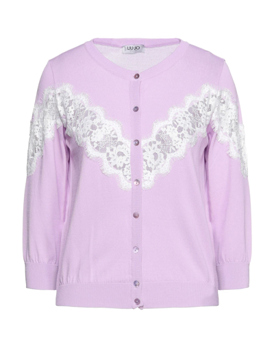 Shop Liu •jo Woman Cardigan Mauve Size Xs Viscose, Polyamide In Purple