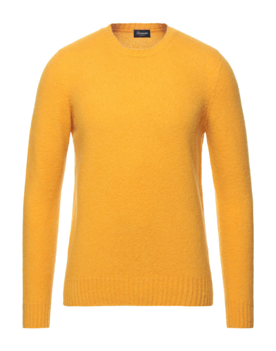 Shop Drumohr Man Sweater Ocher Size 44 Lambswool In Yellow