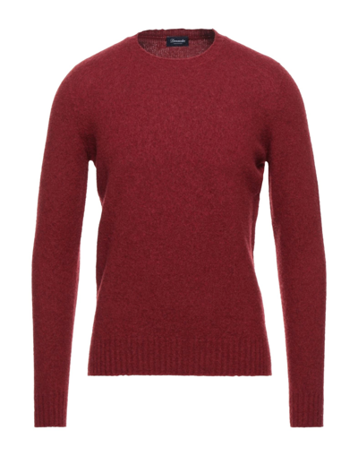 Shop Drumohr Man Sweater Burgundy Size 46 Lambswool In Red